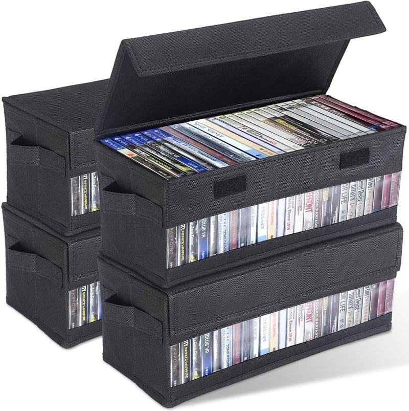 CCidea CD Storage Boxes - Pack of 2 CD Cases - 14" x 5.9" x 5.3" Disc Holders with Lids & Visual Window, Holds Up to 32 CDs in full jewel cases, 65 CDs in slim cases, and 180 discs in CD sleeves - Image 1